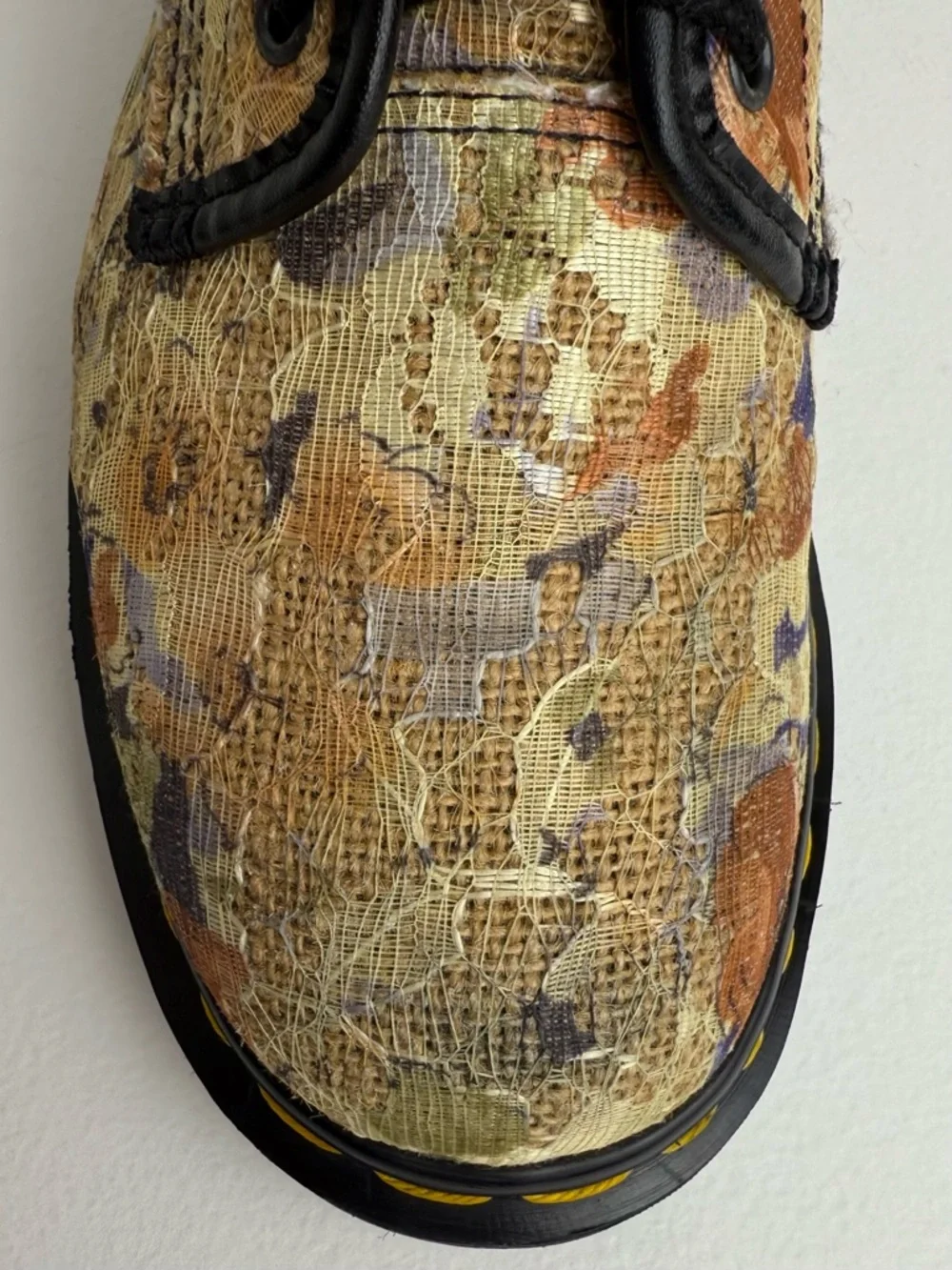 Vintage Dr. Martens England Burlap Floral Lace Fabric Tall Boho MIE Boots UK 5 - Picture 7 of 16